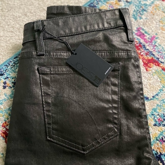 Joe’s New Gunmetal Leather Coated Jeans Wome’s Size 28 Mid Rise Skinny NWT - Picture 9 of 10